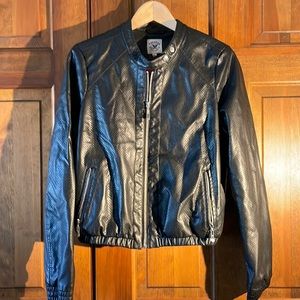 American Culture faux black leather jacket, size juniors large